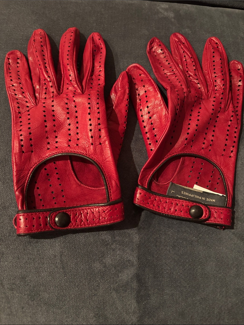 Banana Republic Red Perforated Leather Driving Gloves
